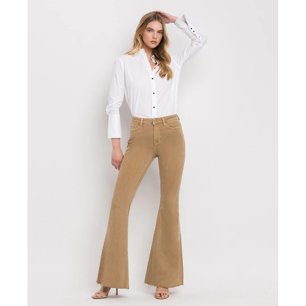 VERVET by Flying Monkey Womens 26 Tan Mid Rise Flare Bell Bottom Jeans V3084